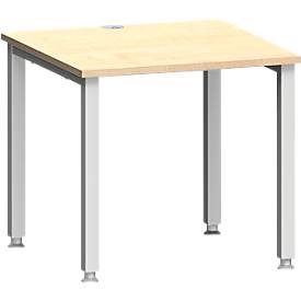 Schäfer Shop Genius Bureau MODENA FLEX, vierkant, 4-poots vierkante buis, B 800 x D 800 x H 720-820 mm, ahorn/wit aluminium