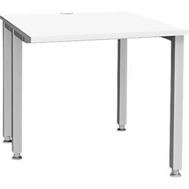 Schäfer Shop Genius MODENA FLEX bureau, 4-poots vierkante buis, ingekorte zijpanelen, B 800 mm, wit
