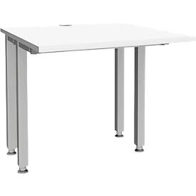 Schäfer Shop Genius MODENA FLEX bureau, 4-poots vierkante buis, ingekorte zijpanelen, B 800 mm, wit