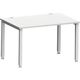 Schäfer Shop Genius Bureau MODENA FLEX, rechthoekig, 4-poots vierkante buis, B 1200 x D 800 x H 720-820 mm, lichtgrijs/wit aluminium