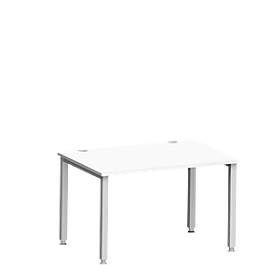 Schäfer Shop Genius Bureau MODENA FLEX, rechthoekig, 4-poots vierkante buis, B 1200 x D 800 x H 720-820 mm, wit/wit aluminium