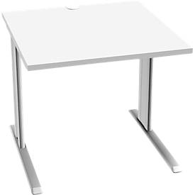 Schäfer Shop Pure Desk PLANOVA BASIC, vierkant, C-voet, B 800 x D 800 x H 717 mm, wit + kabelgoot