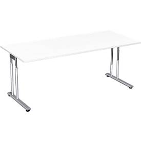 Bureautafel PALENQUE, C-poot, rechthoek, B 1800 x D 800 x H 680-820 mm, wit