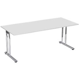 Bureautafel PALENQUE, C-poot, rechthoek, B 1800 x D 800 x H 680-820 mm, lichtgrijs