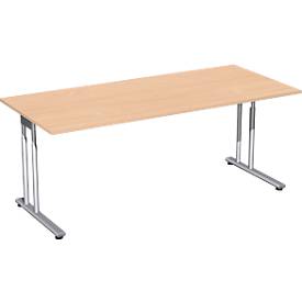 Bureautafel PALENQUE, C-poot, rechthoek, B 1800 x D 800 x H 680-820 mm, beuken