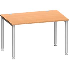 Schäfer Shop Genius Schäfer Shop  Genius Bureautafel MODENA FLEX, 4-poot ronde buis, B 1200 x D 800 mm, beuk/blank aluminium