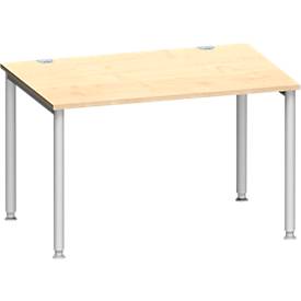Schäfer Shop Genius Schäfer Shop  Genius Bureautafel MODENA FLEX, 4-poot ronde buis, B 1200 x D 800 mm, esdoorn/blank aluminium