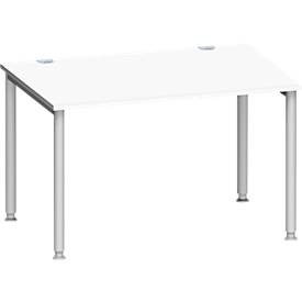 Schäfer Shop Genius Schäfer Shop  Genius Bureautafel MODENA FLEX, 4-poot ronde buis, B 1200 x D 800 mm, wit/blank aluminium