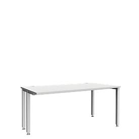 Schäfer Shop Genius bureau MODENA FLEX, 4-poots vierkante buis, verkorte zijpanelen, B 1600 mm, lichtgrijs