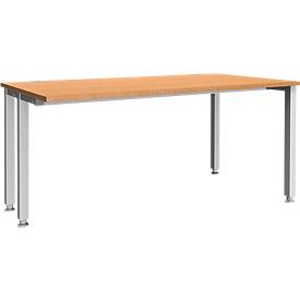 Schäfer Shop Genius bureau MODENA FLEX, 4-poots vierkante buis, ingekorte zijpanelen, B 1600 mm, beuken