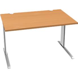 Schäfer Shop Pure Desk PLANOVA BASIC, rechthoekig, C-poot, B 1200 x D 800 x H 717 mm, beuken/wit + kabelgoot