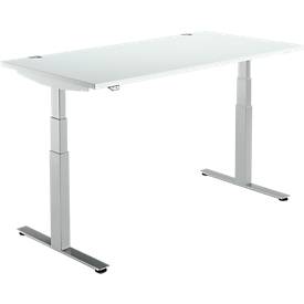 Schäfer Shop Select Schäfer Shop  Select Bureautafel DRIVE UP 2, T-poot, rechthoek, tweetraps elektrisch in hoogte verstelbaar, B 1600 mm, lichtgrijs/blank aluminium
