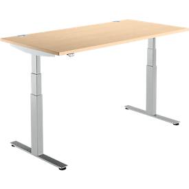 Schäfer Shop Select Schäfer Shop  Select Bureautafel DRIVE UP 2, T-poot, rechthoek, tweetraps elektrisch in hoogte verstelbaar, B 1600 mm, esdoorn/blank aluminium