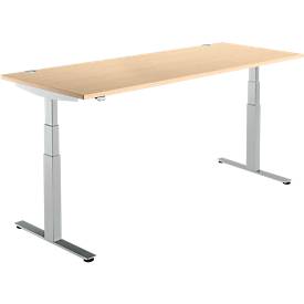 Schäfer Shop Select Schäfer Shop  Select Bureautafel DRIVE UP 2, T-poot, rechthoek, tweetraps elektrisch in hoogte verstelbaar, B 1800 mm, esdoorn/blank aluminium