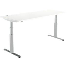 Schäfer Shop Select Schäfer Shop  Select Bureautafel DRIVE UP 2, T-poot, rechthoek, tweetraps elektrisch in hoogte verstelbaar, B 1800 mm, wit/blank aluminium