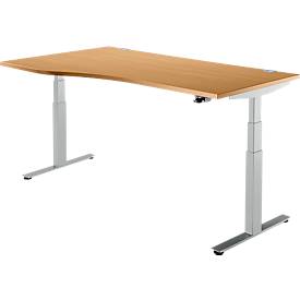 Schäfer Shop Select Schäfer Shop  Select Bureautafel DRIVE UP 2, T-poot, vrije vorm, elektr. in hoogte verstelbaar, beuken/blank aluminium