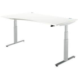 Schäfer Shop Select Schäfer Shop  Select Bureautafel DRIVE UP 2, T-poot, vrije vorm, elektr. in hoogte verstelbaar, wit/blank aluminium