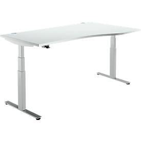 Schäfer Shop Select Schäfer Shop  Select Bureautafel DRIVE UP 2, Aanbouw rechts, T-poot, vrije vorm, in hoogte verstelbaar, lichtgrijs/blank aluminium