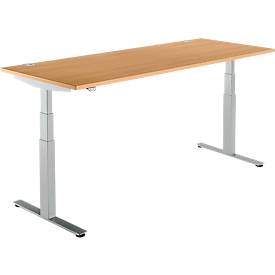 Schäfer Shop Select Schäfer Shop  Select Bureautafel DRIVE UP 2, Aanbouw rechts, T-poot, vrije vorm, in hoogte verstelbaar, beuken/blank aluminium