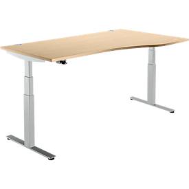 Schäfer Shop Select Schäfer Shop  Select Bureautafel DRIVE UP 2, Aanbouw rechts, T-poot, vrije vorm, in hoogte verstelbaar, esdoorn/blank aluminium