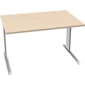 Schäfer Shop Pure Desk PLANOVA BASIC, rechthoekig, C-poot, B 1200 x D 800 x H 717 mm, ahorn/wit + kabelgoot