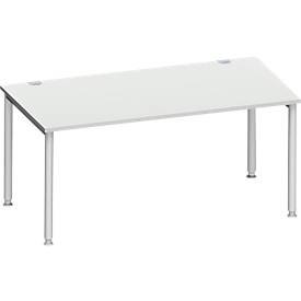 Schäfer Shop Genius Schäfer Shop  Genius Bureautafel MODENA FLEX, 4-poot ronde buis, B 1600 x D 800 mm, lichtgrijs/blank aluminium