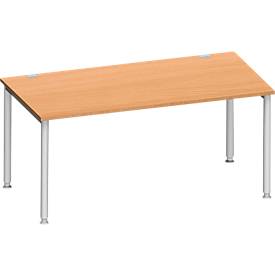 Schäfer Shop Genius Schäfer Shop  Genius Bureautafel MODENA FLEX, 4-poot ronde buis, B 1600 x D 800 mm, beuken/blank aluminium