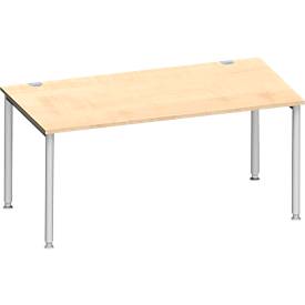 Schäfer Shop Genius Schäfer Shop  Genius Bureautafel MODENA FLEX, 4-poot ronde buis, B 1600 x D 800 mm, esdoorn/blank aluminium