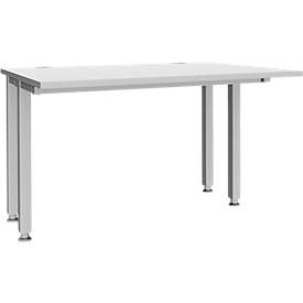Schäfer Shop Genius bureau MODENA FLEX, 4-poots vierkante buis, verkorte zijpanelen, B 1200 mm, lichtgrijs