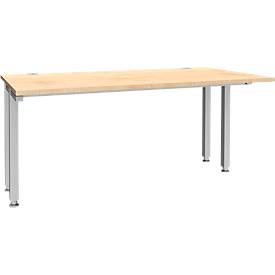 Schäfer Shop Genius bureau MODENA FLEX, 4-poots vierkante buis, ingekorte zijpanelen, B 1600 mm, esdoorn