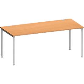 Schäfer Shop Genius Schäfer Shop  Genius Bureautafel MODENA FLEX, 4-poot ronde buis, B 1800 x D 800 mm, beuken/blank aluminium