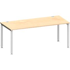 Schäfer Shop Genius Schäfer Shop  Genius Bureautafel MODENA FLEX, 4-poot ronde buis, B 1800 x D 800 mm, esdoorn/blank aluminium