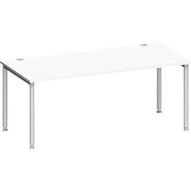 Schäfer Shop Genius Schäfer Shop  Genius Bureautafel MODENA FLEX, 4-poot ronde buis, B 1800 x D 800 mm, wit/blank aluminium