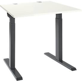 Schäfer Shop Select ERGO-T 2.0 bureau, vierkant, T-voet, B 800 x D 800 x H 675-895 mm, wit/antraciet