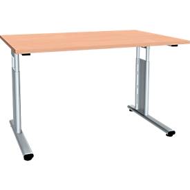 Bureautafel ALICANTE, C-poot, rechthoek, B 1200 x D 800 x H 680-820 mm, beukenpatroon