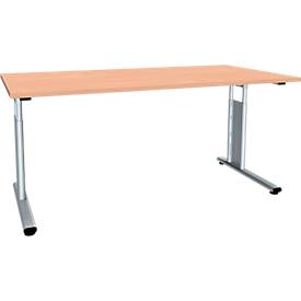 Bureautafel ALICANTE, C-poot, rechthoek, B 1600 x D 800 x H 680-820 mm, beukenpatroon