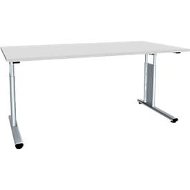 Bureautafel ALICANTE, C-poot, rechthoek, B 1600 x D 800 x H 680-820 mm, lichtgrijs