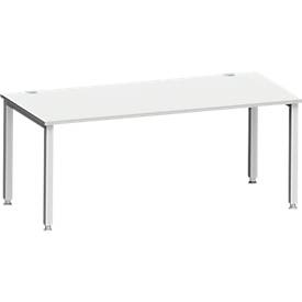 Schäfer Shop Genius Bureau MODENA FLEX, rechthoekig, 4-poots vierkante buis, B 1800 x D 800 x H 720-820 mm, lichtgrijs/wit aluminium