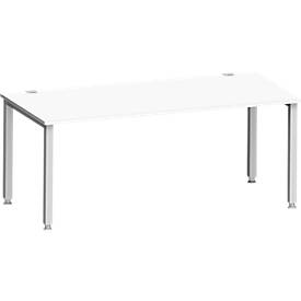 Schäfer Shop Genius Bureau MODENA FLEX, rechthoekig, 4-poots vierkante buis, B 1800 x D 800 x H 720-820 mm, wit/wit aluminium