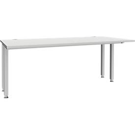 Schäfer Shop Genius bureau MODENA FLEX, 4-poots vierkante buis, verkorte zijpanelen, B 1800 mm, lichtgrijs
