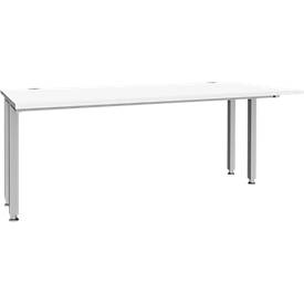 Schäfer Shop Genius bureau MODENA FLEX, 4-poots vierkante buis, verkorte zijpanelen, B 1800 mm, wit
