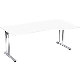 Bureautafel met aanbouw PALENQUE, C-poot, vrije vorm, aanbouw rechts, B 1800 x D 800/1000 x H 720 mm wit