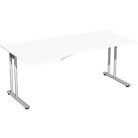 Bureautafel met aanbouw PALENQUE, C-poot, vrije vorm, links, B 1800 x D 1000/800 x H 720 mm, wit