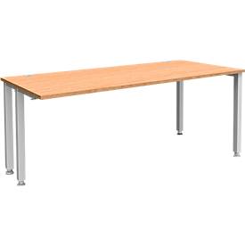 Schäfer Shop Genius bureau MODENA FLEX, 4-poots vierkante buis, ingekorte zijpanelen, B 1800 mm, beuken