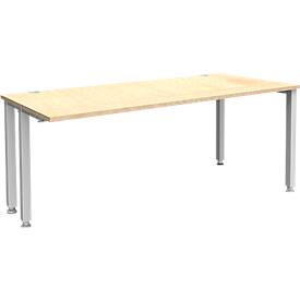 Schäfer Shop Genius bureau MODENA FLEX, 4-poots vierkante buis, verkorte zijpanelen, B 1800 mm, esdoorn
