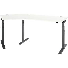 Schäfer Shop Select ERGO-T 2.0 hoekbureau, elektrisch in hoogte verstelbaar, 135° hoek links, T-voet, B 2000 mm, wit/antraciet