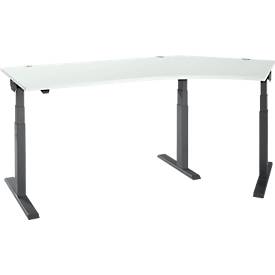 Schäfer Shop Select ERGO-T 2.0 hoekbureau, elektrisch in hoogte verstelbaar, 135° hoek rechts, T-voet, B 2000 mm, lichtgrijs/antraciet