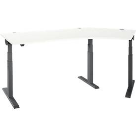 Schäfer Shop Select ERGO-T 2.0 hoekbureau, elektrisch in hoogte verstelbaar, 135° hoek rechts, T-voet, B 2000 mm, wit/antraciet