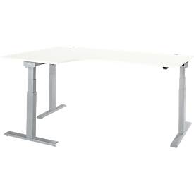 Schäfer Shop Select Hoekbureau ERGO-T 2.0 - elektrisch in hoogte verstelbaar - 90° hoek links - B 2000 x H 640-1300 mm - T voet blank alu - wit - ons merk 