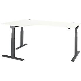 Schäfer Shop Select Hoekbureau ERGO-T 2.0 - elektrisch in hoogte verstelbaar - 90° hoek links - B 2000 x H 640-1300 mm - T voet antraciet - wit - ons merk 